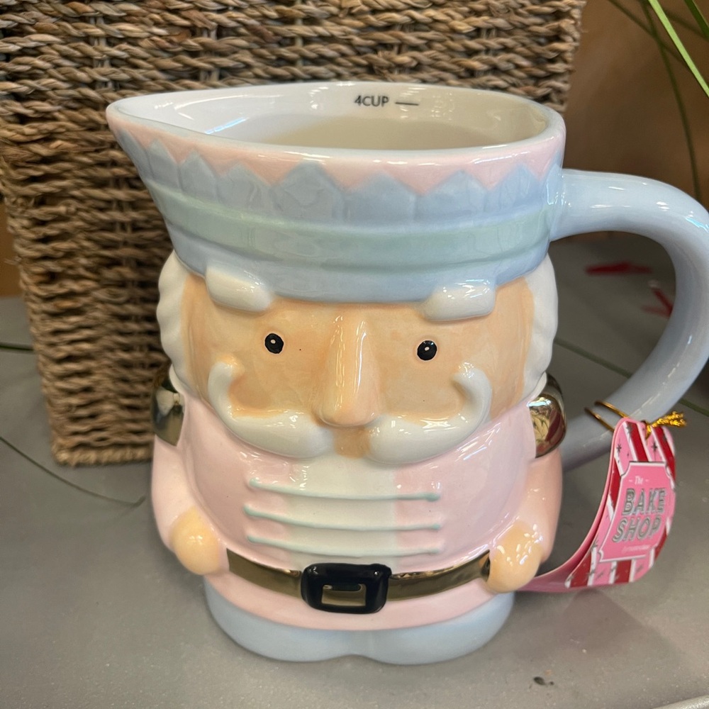 Pink Christmas Nutcracker Measuring Jug Ceramic Pitcher NWT Bakeshop